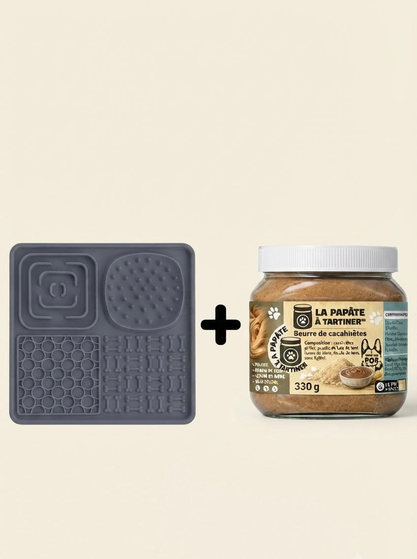 Box tapis de léchage + pâte à tartiner beurre de cacahuète