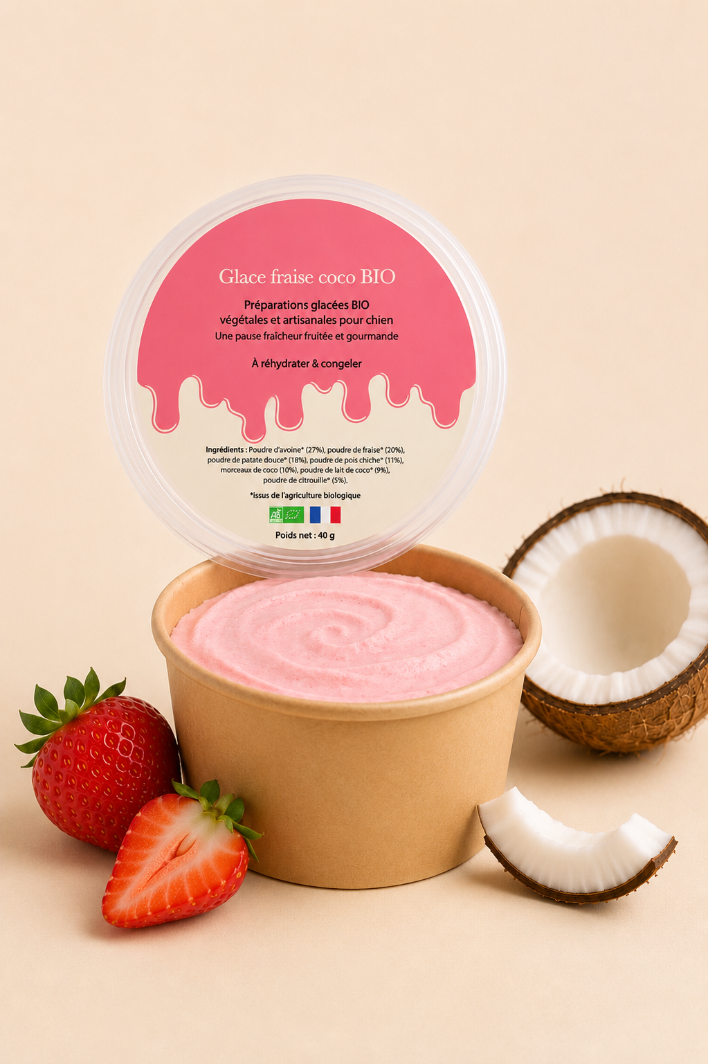 Glace BIO a préparer fraise/ coco